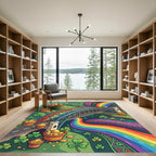 Vibrant Rainbow Clover Golden Treasure Rug