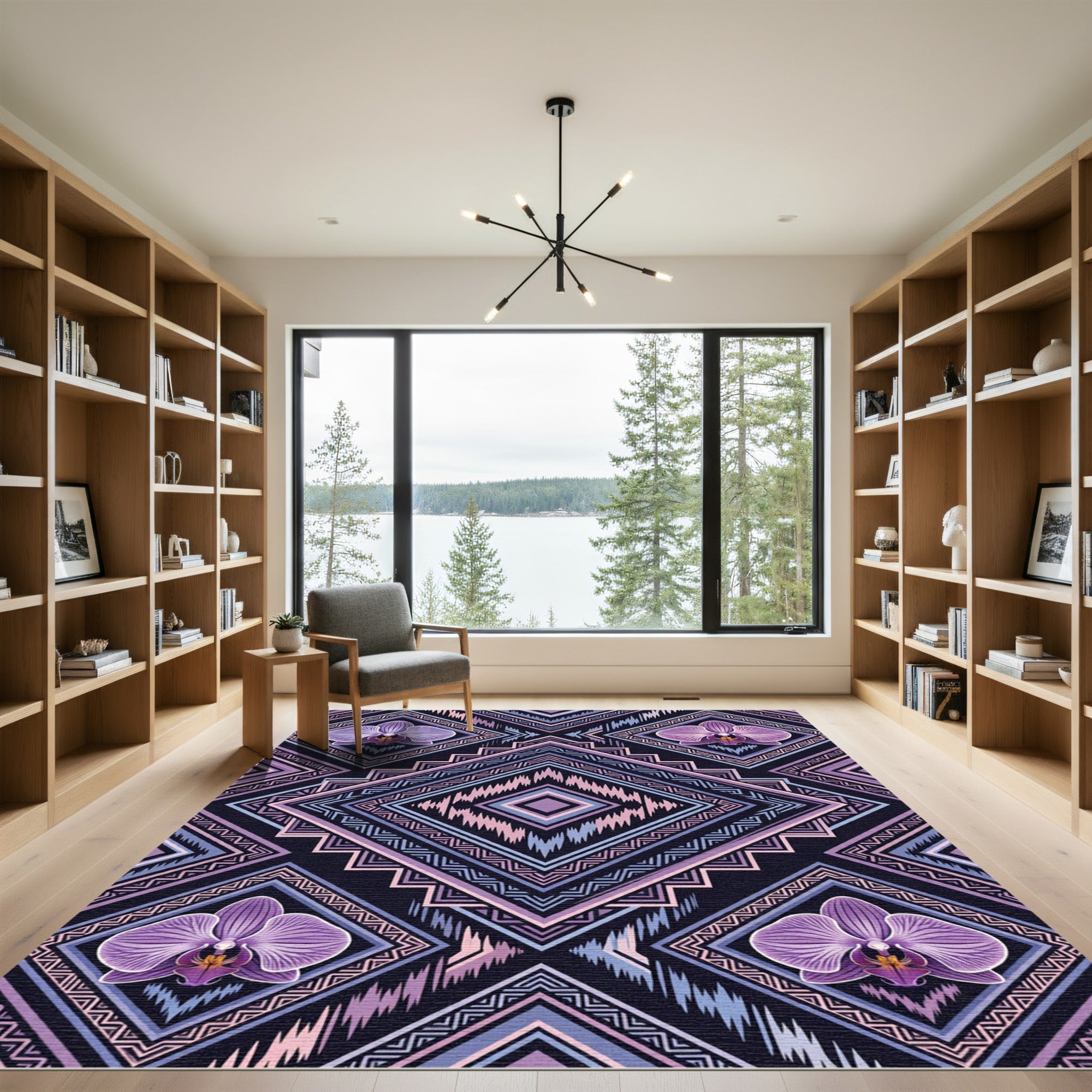 Purple Orchid Geometric Diamond Rug