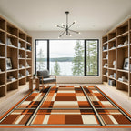 Earthy Terracotta Plaid Windowpane Rug