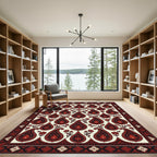 Crimson Floral Paisley Arrangement Rug