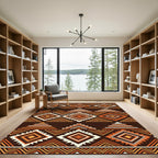 Earthy Tone Geometric Tribal Diamond Rug