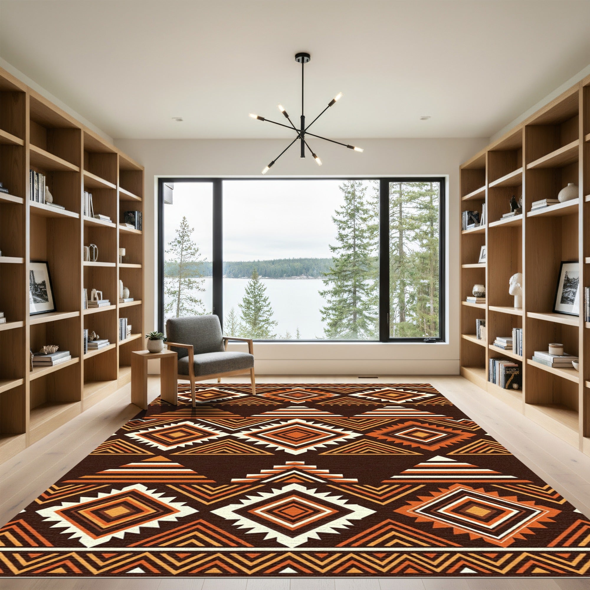 Earthy Tone Geometric Tribal Diamond Rug