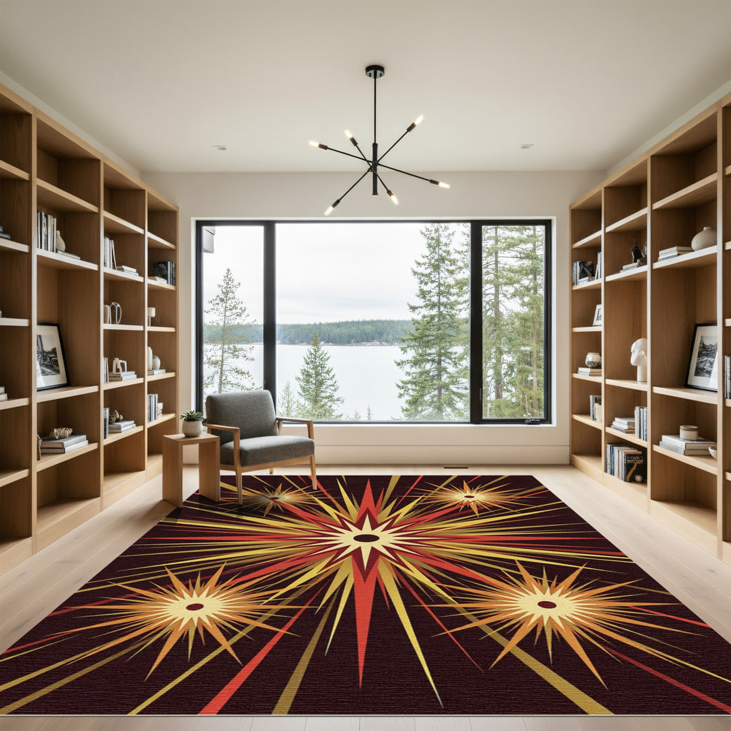 Radiant Sunburst Orange Yellow Explosion Rug