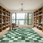 Sage Green Tonal Checkerboard Square Rug