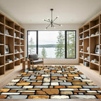 Rustic Stacked Stone Wall Texture Rug