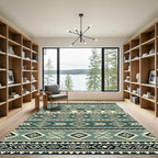 Sage Green Southwestern Geometric Stripe Rug