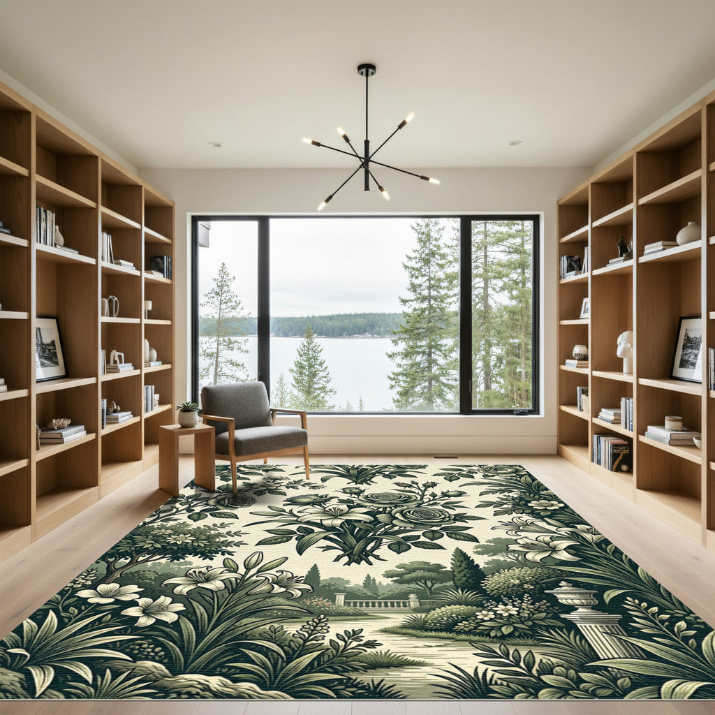 Vintage Botanical Rose and Lily Garden Rug