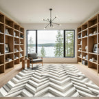 Minimalist White Chevron 3D Geometric Rug