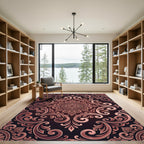 Elegant Copper Damask Scroll Medallion Rug