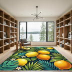 Lush Yellow Lemon and Tropical Foliage Rug