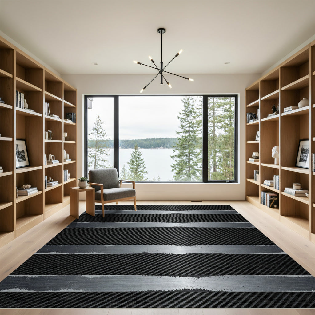 Modern Carbon Fiber Stripe Rug