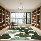 Earthy Green Ginkgo Leaf Garden Rug