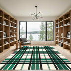 Deep Emerald Plaid Grid Rug