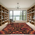 Rich Amber Colonial Floral Vines Rug