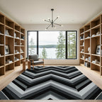 Monochrome Geometric Chevron Zigzag Art Rug