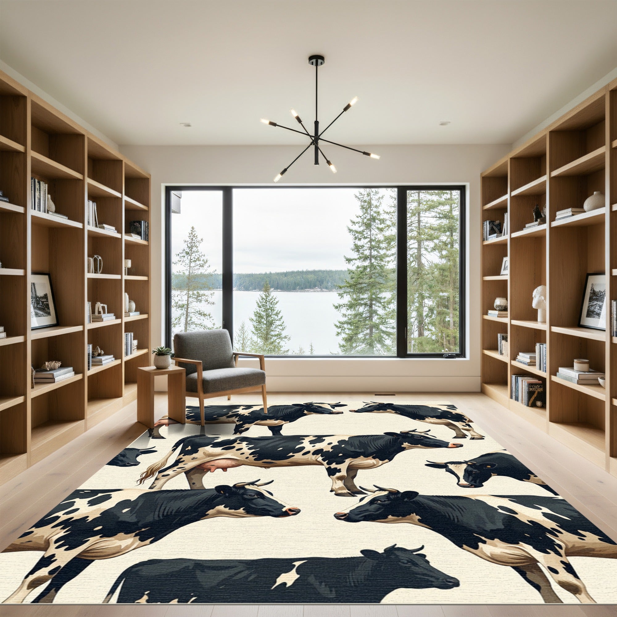 Black and White Holstein Cow Herd Rug