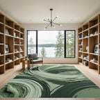 Muted Green Swirl Brushstroke Rug