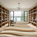 Earthy Brown Wavy Organic Stripe Rug