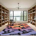 Sunset Mallard Duck Flight Horizon Rug