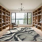 Monochrome Abstract Winding Lines Rug
