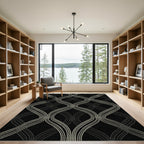 Monochromatic Dotted Interlocking Curves Rug