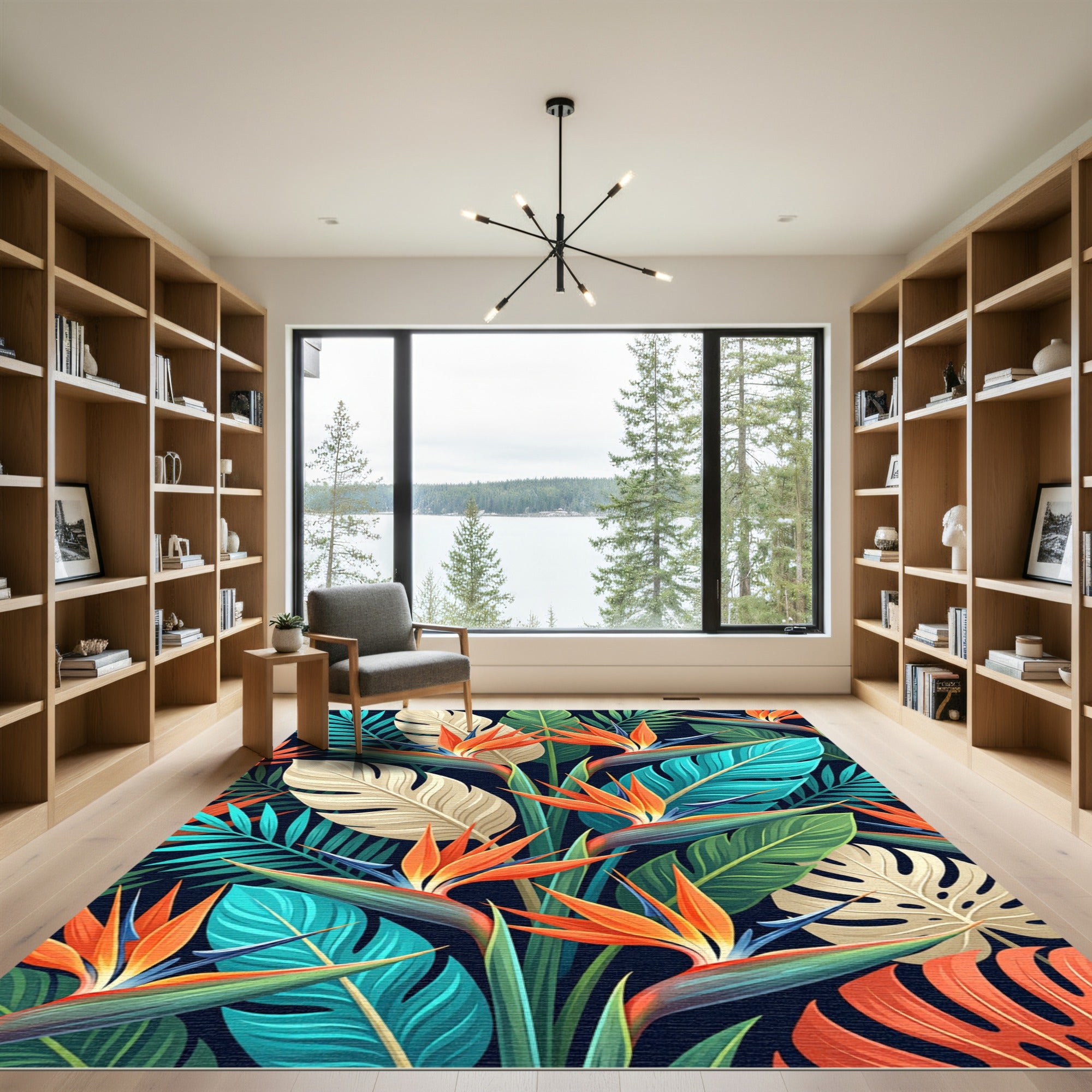 Vibrant Tropical Bird of Paradise Foliage Rug