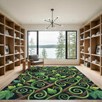 Lush Green Verdant Vine Trellis Rug