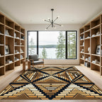 Brown Geometric Stepped Pyramid Rug