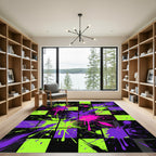 Neon Splatter Checkered Pop Art Rug