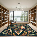 Ethereal Salmon Floral Vine Botanical Rug