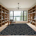 Ancestral Geometric Diamond Black Rug