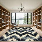 Contrasting Monochrome Zigzag Smoke Graphic Rug