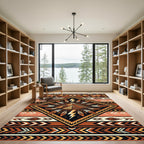 Earthly Geometric Pyramid Lightning Feather Rug