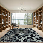 Leopard Face Amidst Spotted Background Rug