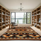 Earthy Orange Geometric Navajo Rug