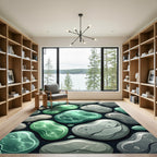 Emerald Pebbles Abstract Composition Rug
