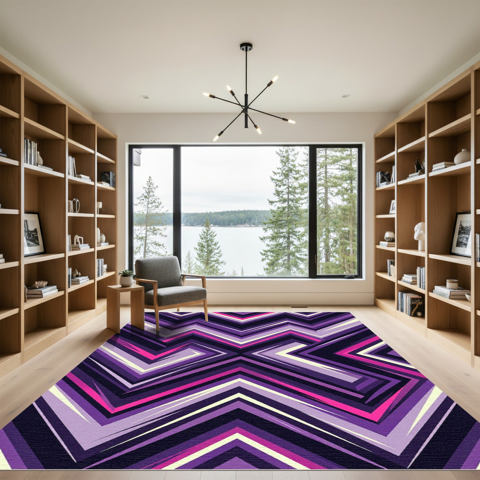 Bold Purple Pink Jagged Chevron Rug