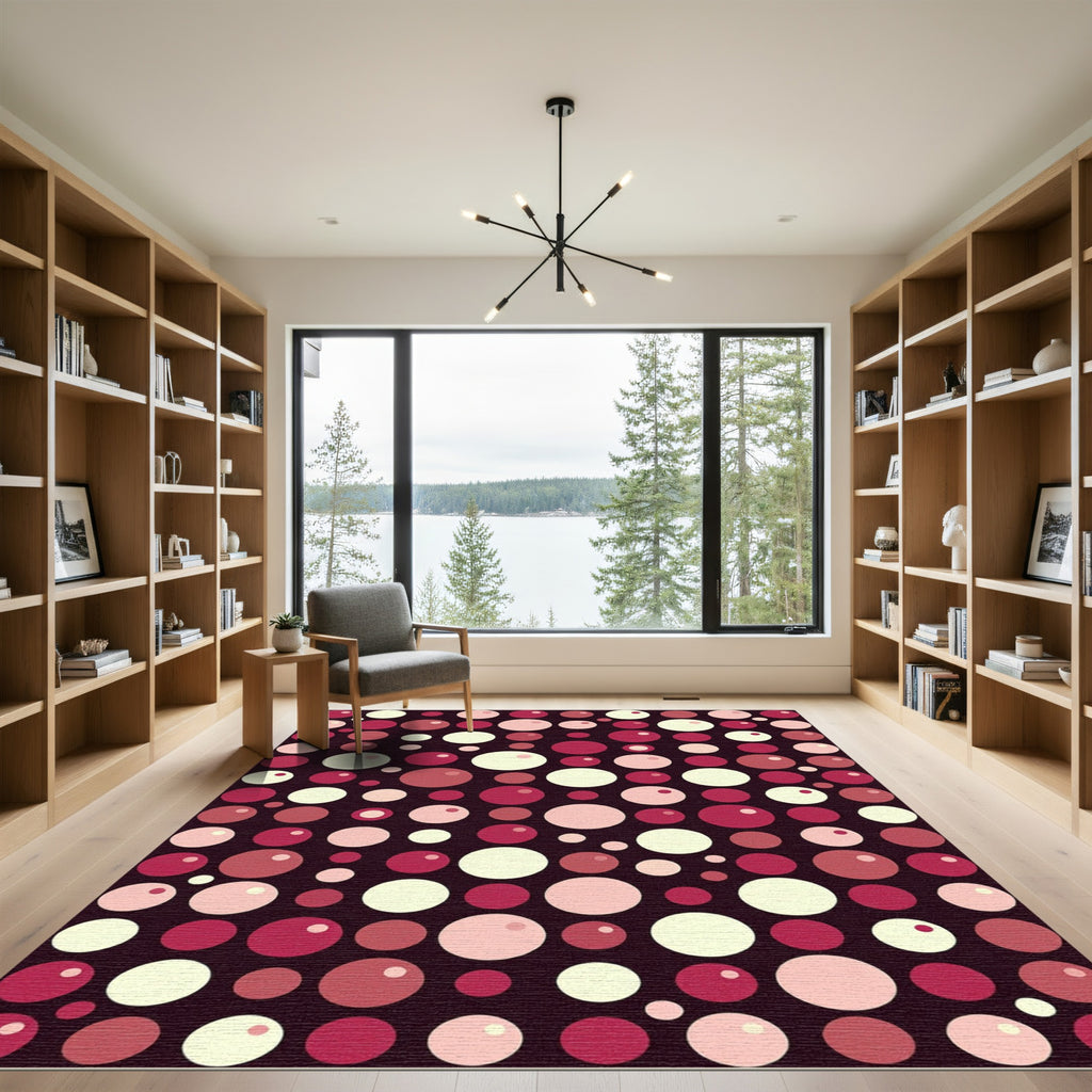 Retro Cherry Red Bubble Scatter Rug