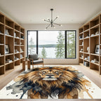 Majestic Watercolor Lion Face Portrait Rug
