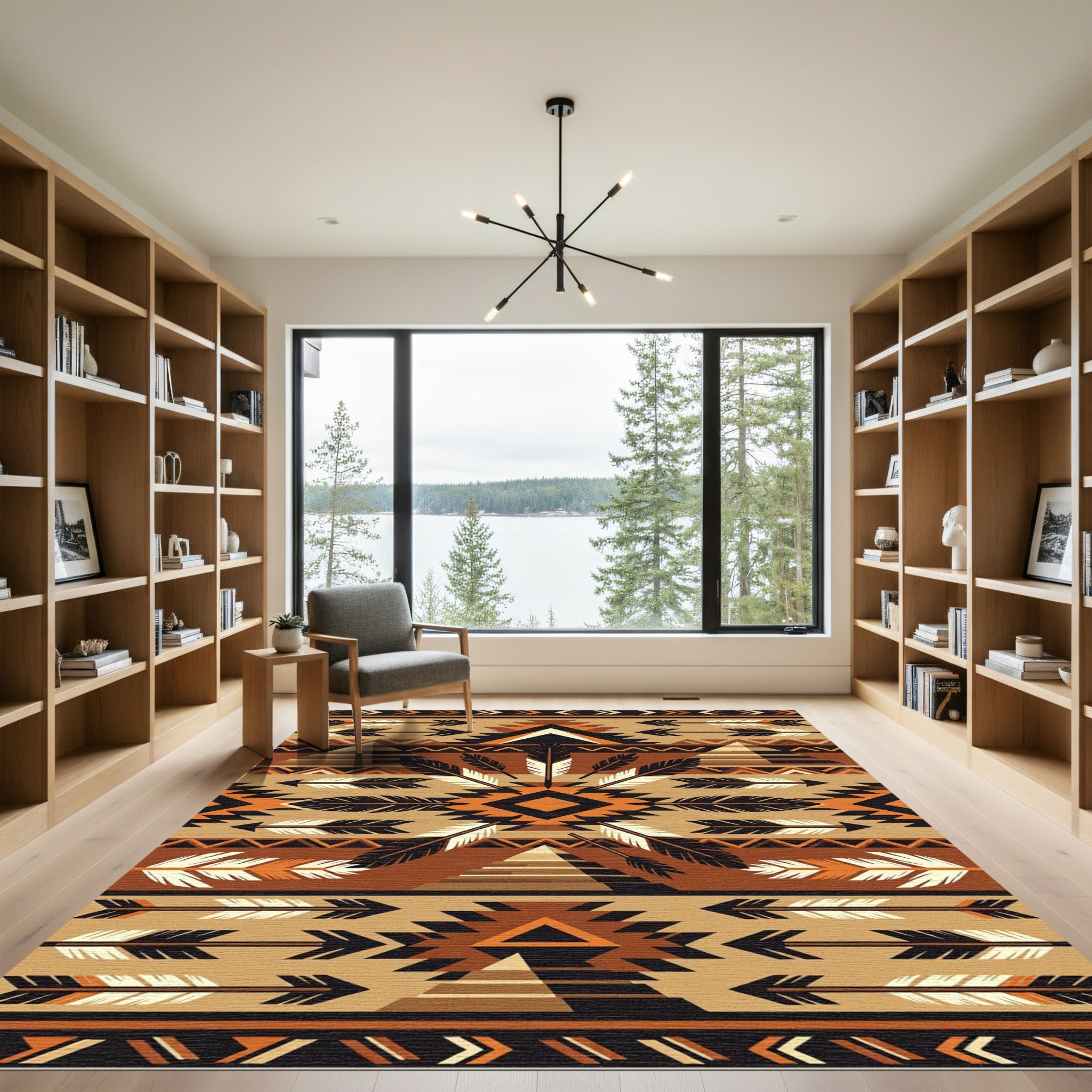 Tribal Southwestern Feather and Arrow Earthy Area Rug