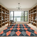 Modern Coralline Gray Geometric Argyle Rug