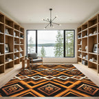 Bold Amber Earthy Geometric Diamond Rug