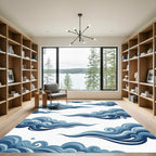Blue Ethereal Swirling Cloud Wave Rug