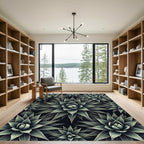Agave Succulent Green Dark Floral Rug
