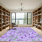 Purple Green Floral Vine Scroll Rug