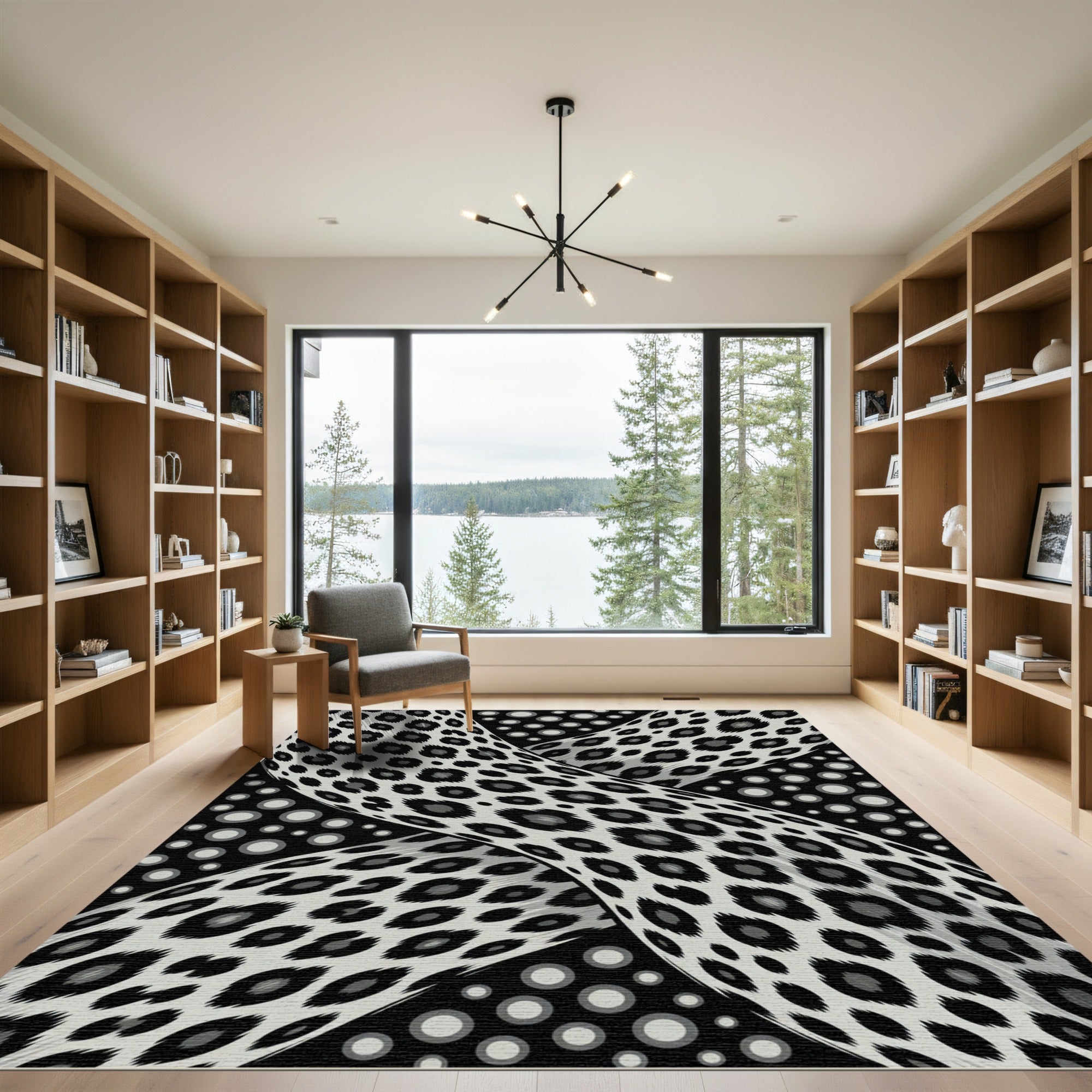 Modern Gray Animal Leopard Polka Dot Rug