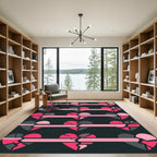 Pink Black Broken Heart Arrangement Rug