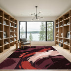 Abstract Crimson And Blush Brushstroke Rug