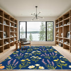 Lavender Yellow and White Floral Bouquet Rug