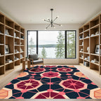 Pink Flamingo Geometric Octagon Pattern Rug